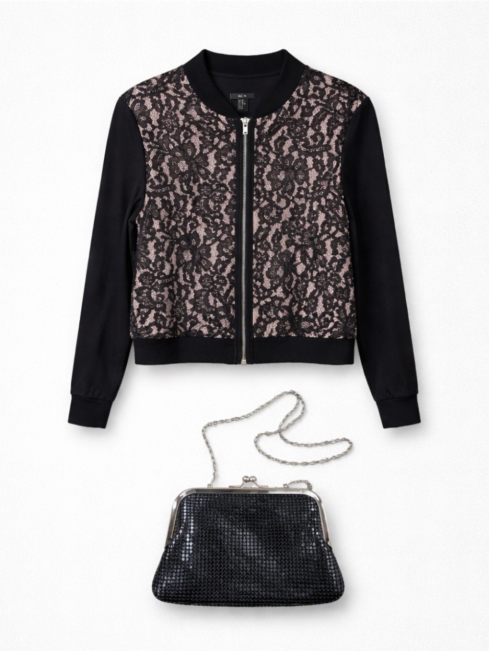 Elegant Black Lace Detail Jacket💫 Black Mini Clutch is gift💫 - Picture 2 of 12